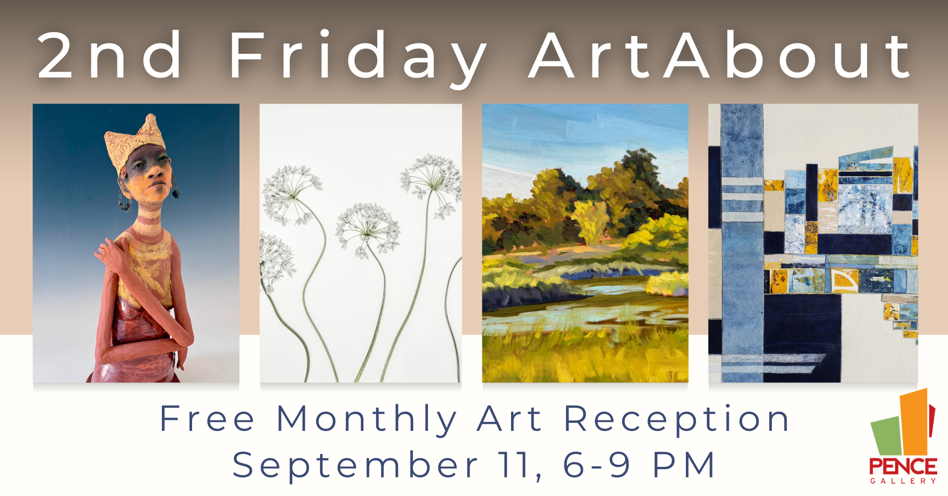 Flyer for 2nd Friday ArtAbout at the Pence Gallery