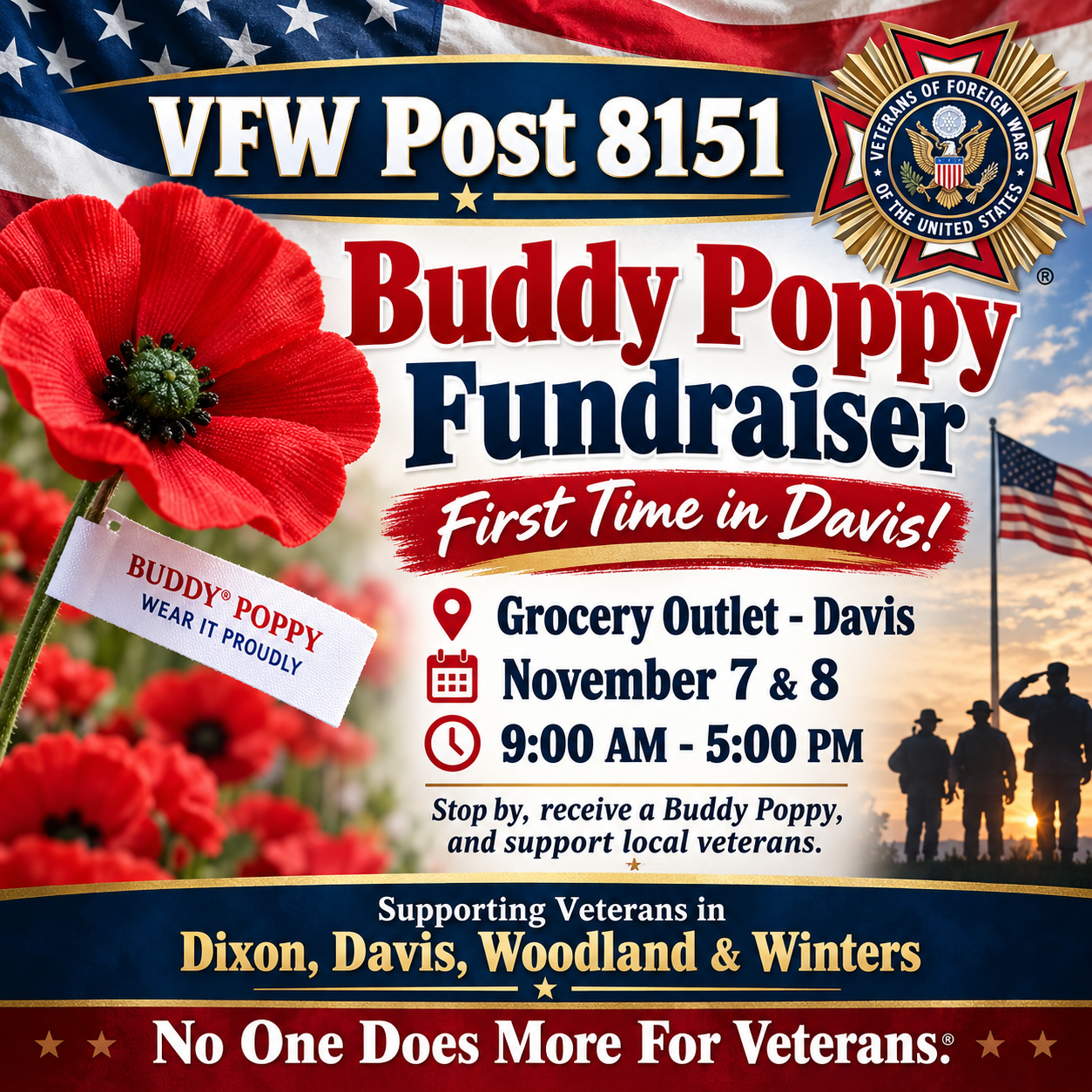 Flyer for VFW Buddy Poppy Fundraiser @ Grocery Outlet