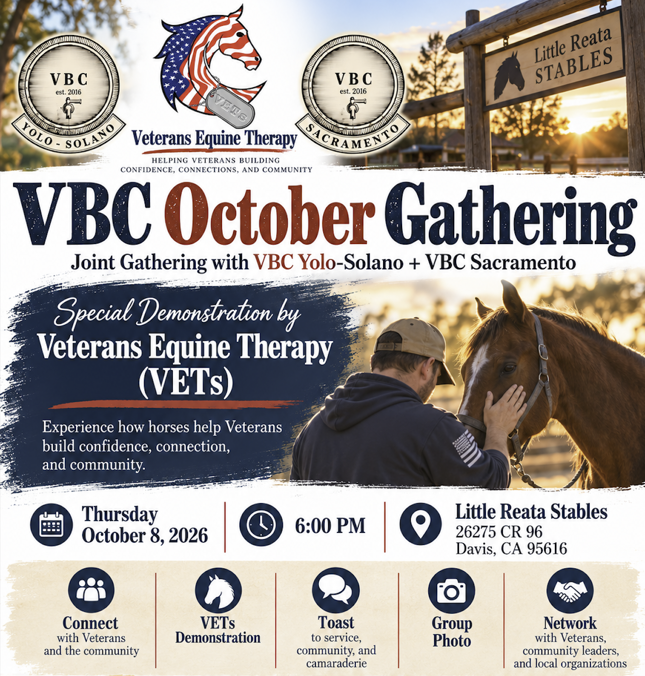 Flyer for See Veterans Equine Therapy (VETs) in action