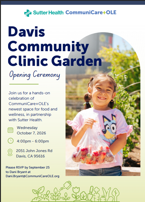 Flyer for Davis Community Clinic Garden